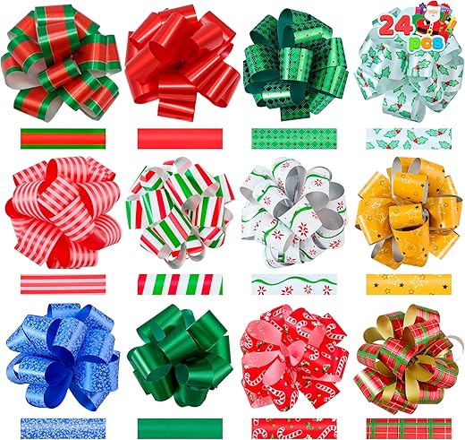 Christmas Wrap Ribbon Pull Bows