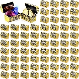 100 Pcs Pirate Treasure Chests 2.3 Inch Cute Little Plastic Treasure Chests with a Gold Finish Vintage Pirate Jewelry Box Games Set for Treasure Hunt Birthday Halloween Party Children School Carnival