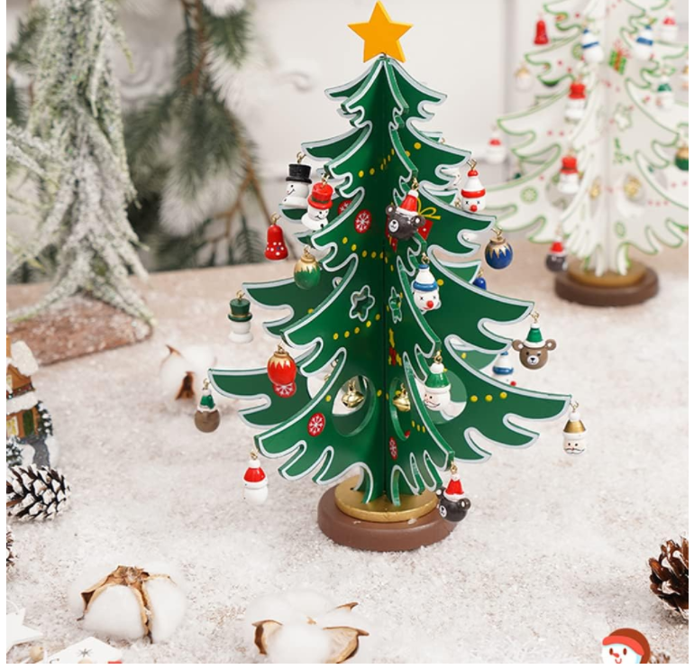 Amazon.com: Mini Tabletop Christmas Tree Wooden 12In Christmas