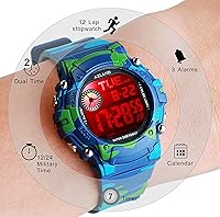 Vista 4 de AZLAND Reloj de pulsera para niños y niñas, con 3 múltiples alarmas, Digital