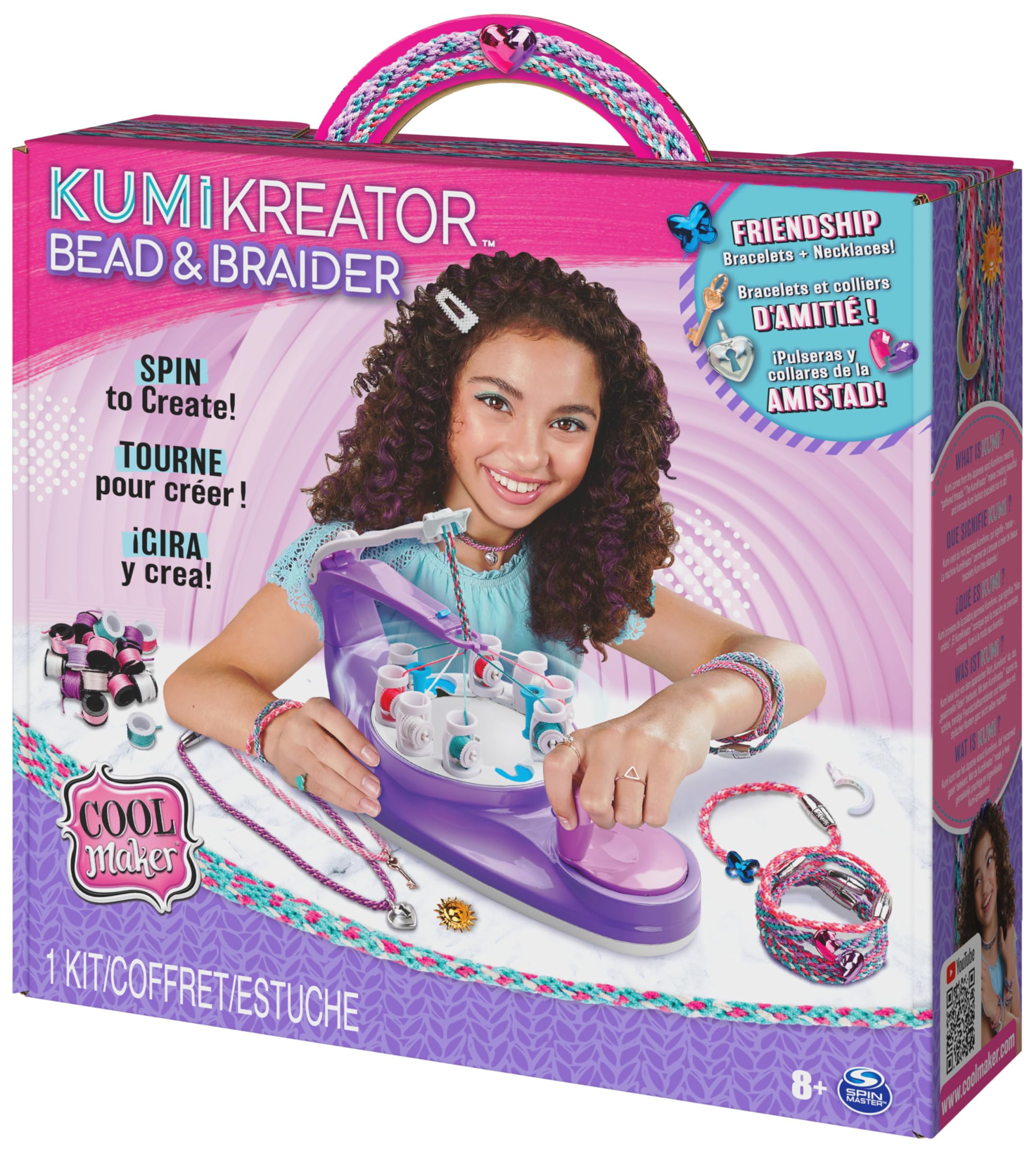 COOL MAKER - KUMIKREATOR 3 EN 1 - Kit de Manualidades niñas para crear Collares y Pulseras de la Amistad - 6064945 - Juguetes Niñas 8 Años +