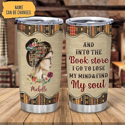 Miniatura 2 de Hyturtle Vaso personalizado de lectura de libros de amor y en la tienda de libros vaso de acero inoxidable de 20 onzas para niñas regalos para