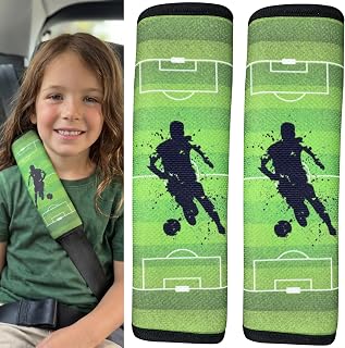 HECKBO® 2 x Car Belt Covers with Football Game Motifs - Seat Belt Shoulder Cushion Belt Protector Car Seat Belt Cushions for Kids, Boys, Boys