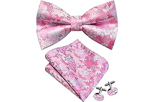 Mens Pink Floral Bowtie Set