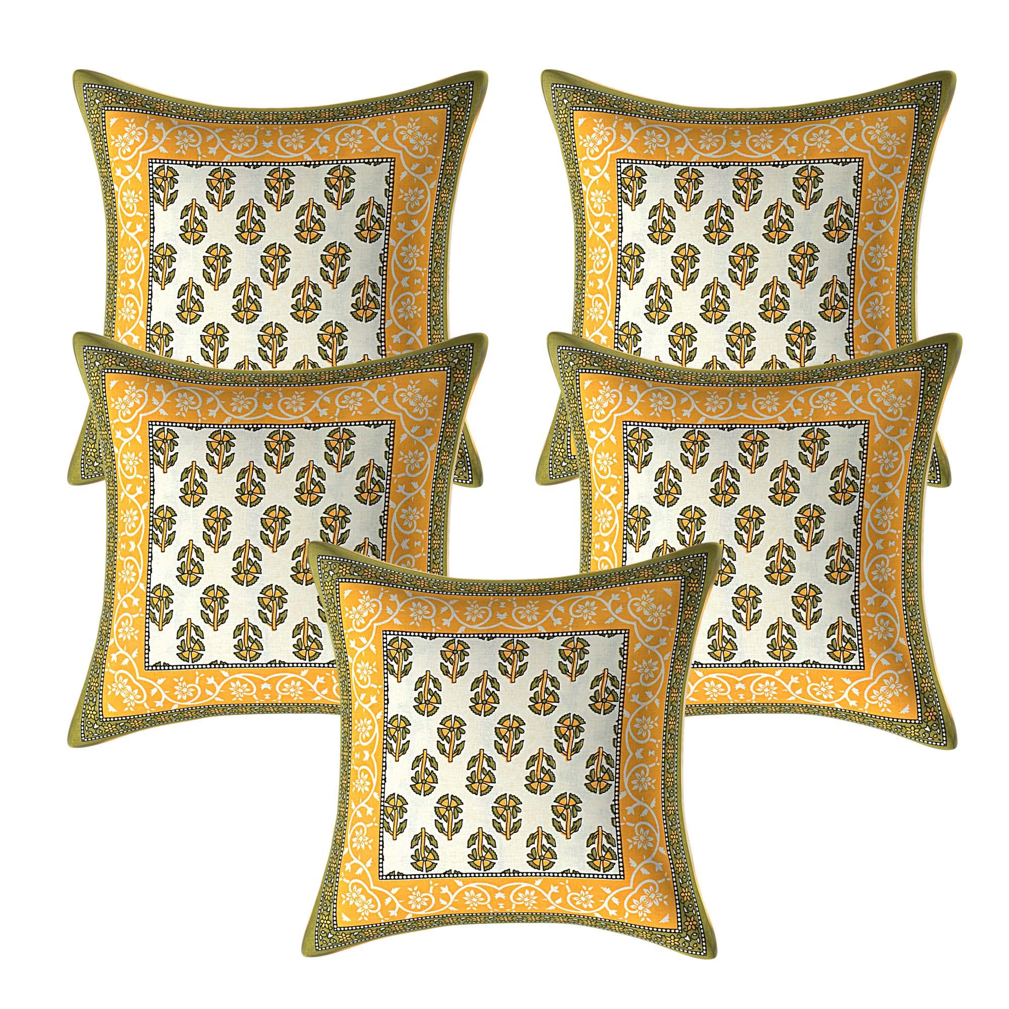 AMLEXTTRIZ Cream Flora Print 100% Pure Cotton Cushion Cover Set of 5 Decorative Covers for Sofa, Bedroom & Living Room (Size 16x16) (Green) (B0C7V74SQV) Amazon Price History, Amazon Price Tracker