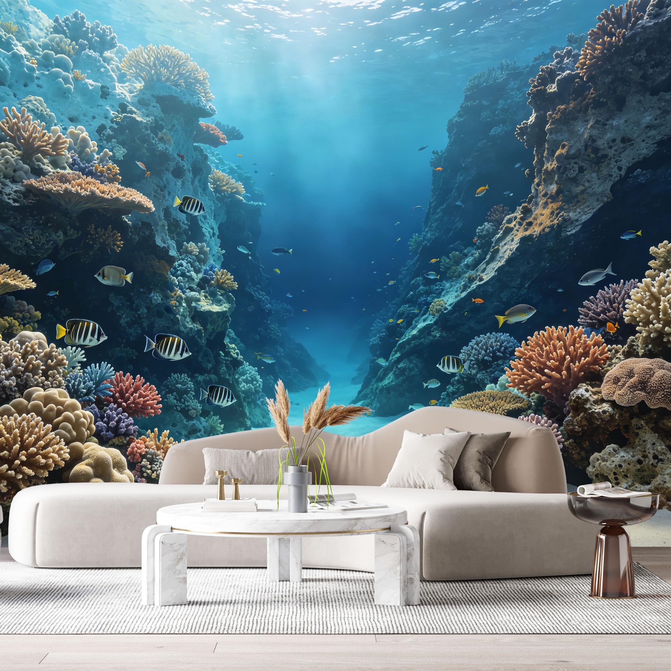 Custom Size Wall Murals Ocean Marine Tropical Coral Reef Underwater 3D SelfAdhesiveWall Fabric Removable Wallpaper Wall Decor for Living Room Bedroom Bathroom