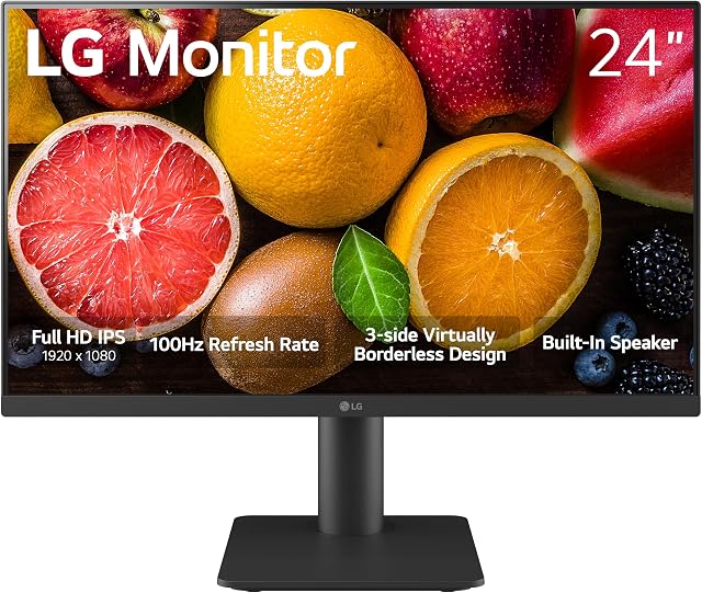 LG 24MS550 23.8-inch FHD (1920 x 1080) IPS Display | 100 Hz 5ms | Height Adjustable Stand | Eyecomfort, Dynamic Action Sync, Crosshair, Built-in Speakers, Black