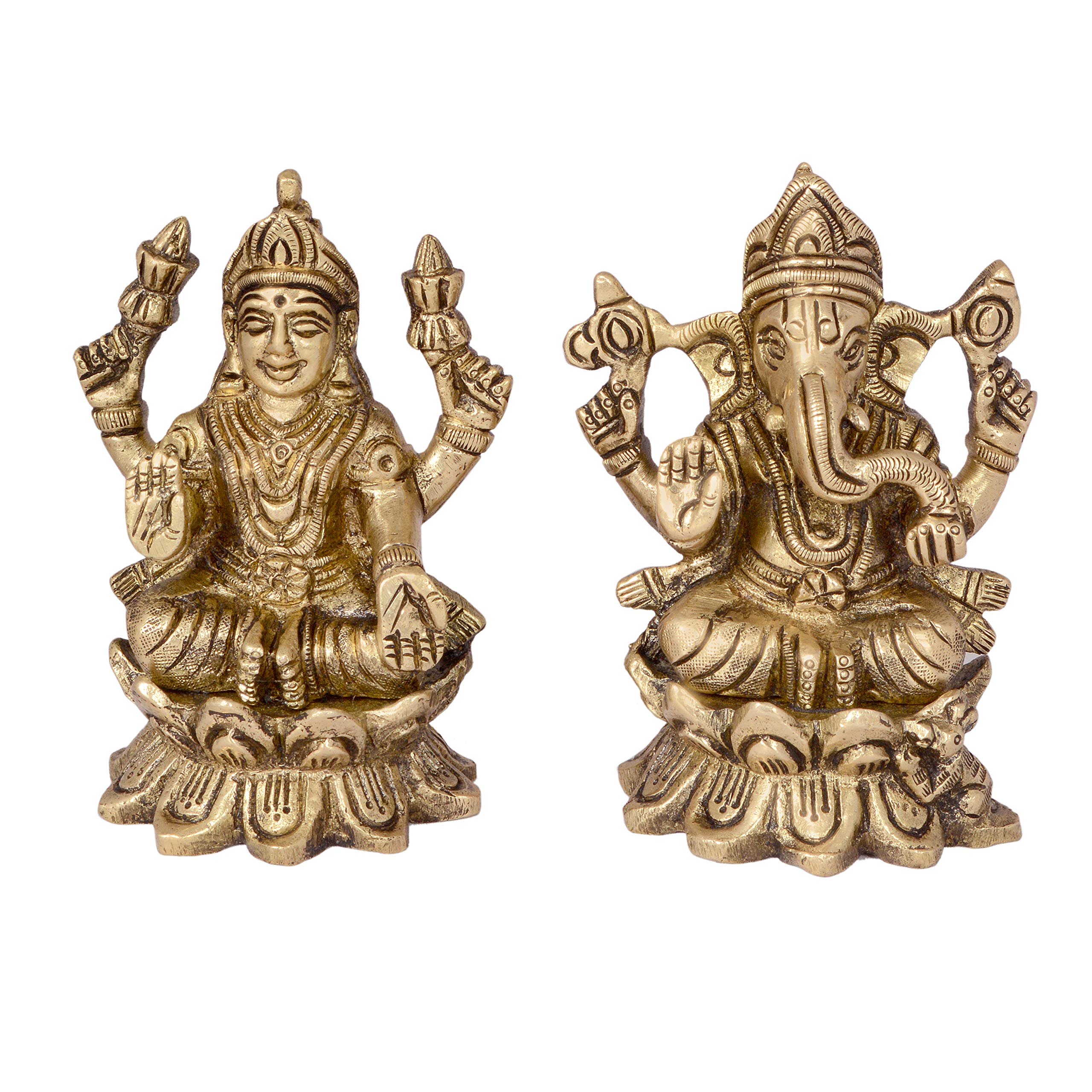 Buy AONA Brass Ganesh Laxmi Ganesha Lakshmi Bhagwan Idol Sitting on