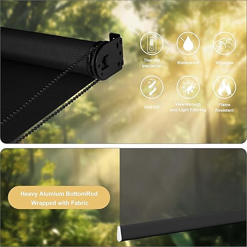 Miniatura 3 de Boolegon Persianas enrollables para ventanas con aislamiento térmico, de tela con aislamiento térmico, de fácil instalación, persianas traslúcidas