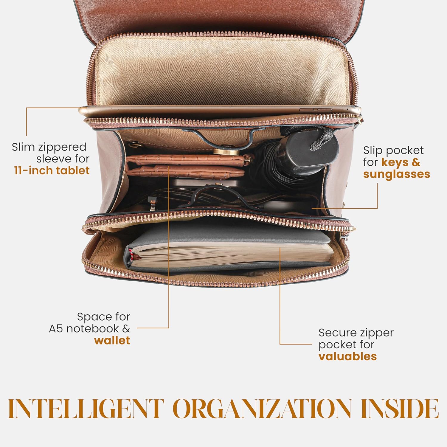 rofozzi Structured Vegan Leather Backpack Purse for Women - Back Pack Purses Women – PU Faux Leather Backpack Handbags (Espresso) - Image 5