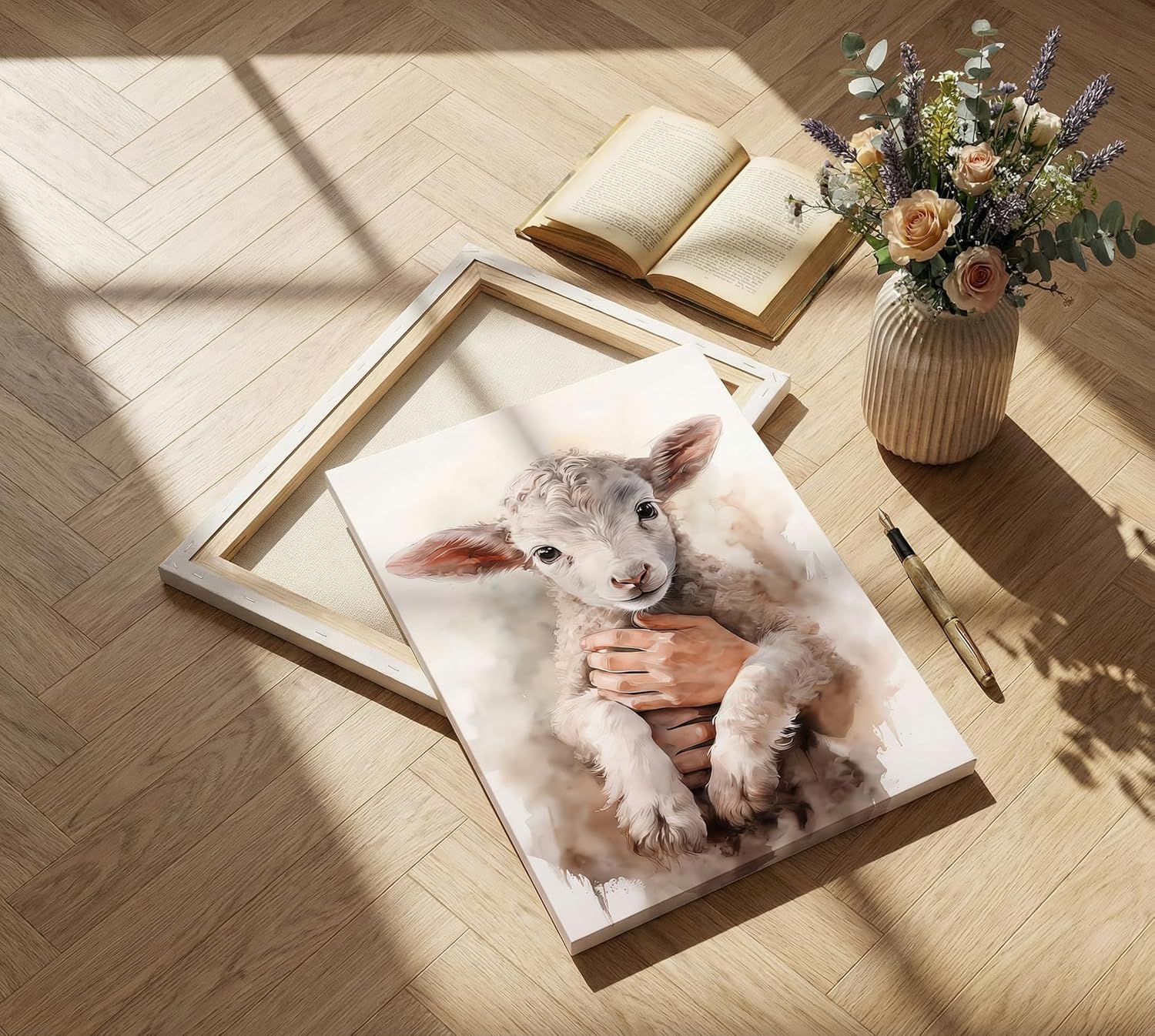 Jesus Lamb Canvas Wall Art Vintage Good Shepherd and Lamb Picture Wall Decor Christianity Spiritual Healing Poster Print for Living Room Bedroom Church Prayer Room Artwork Home Decoration