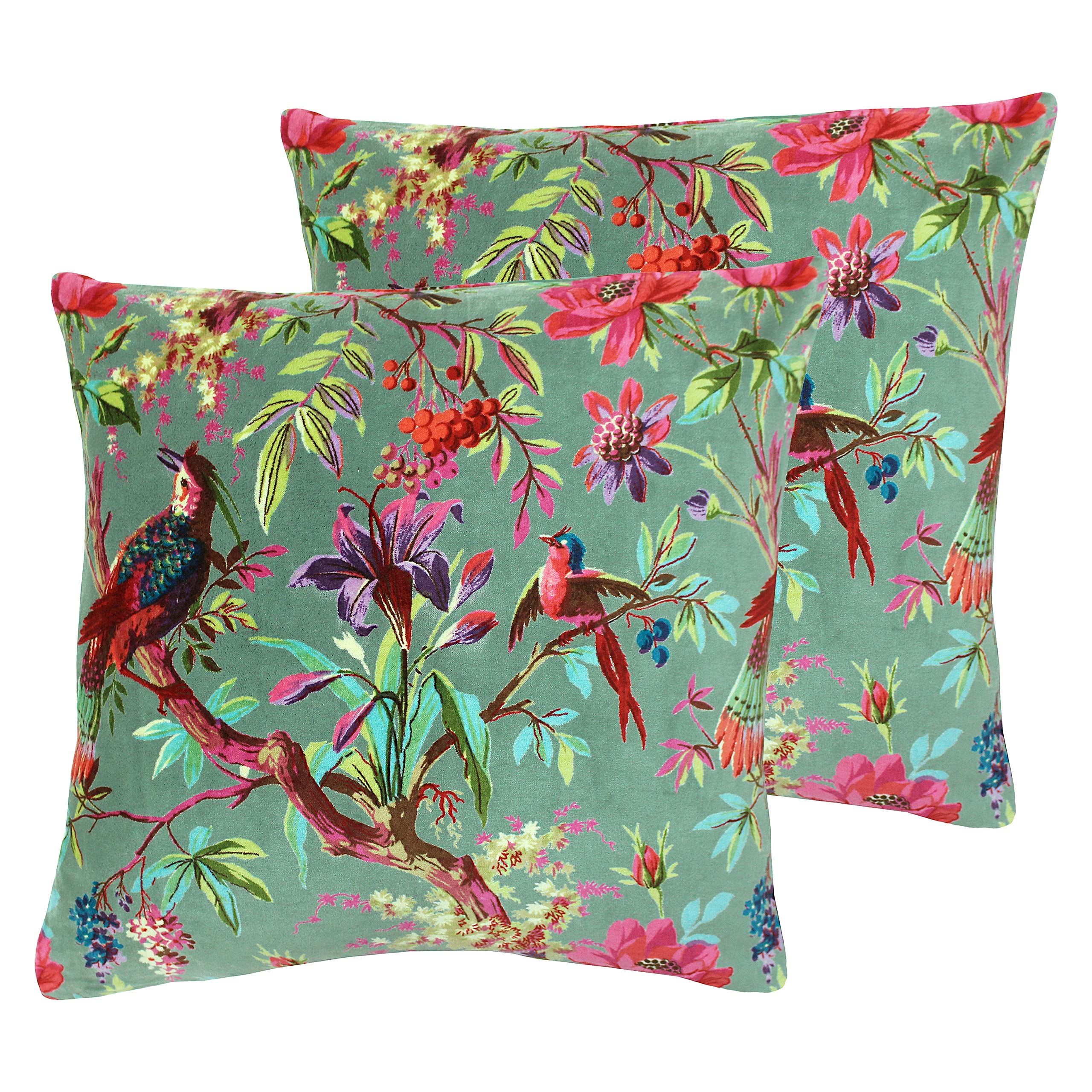 Paoletti Paradise Polyester Filled Cushions (Twin Pack), Mineral, 50 x 50cm