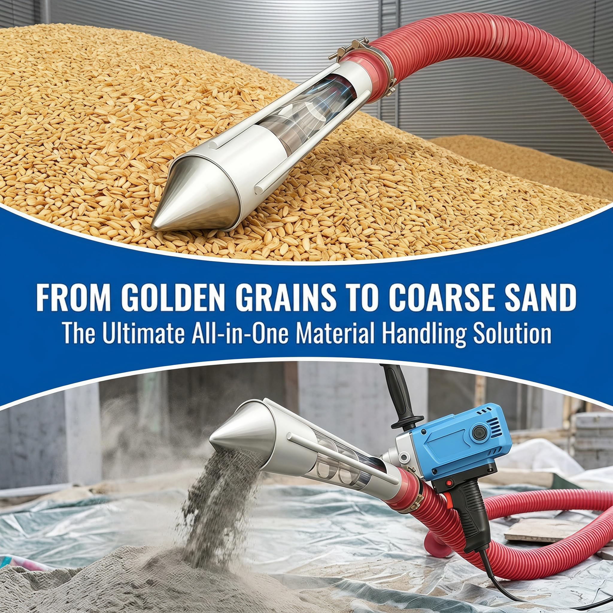 Convoyeur À Vis sans Fin pour Grains – Machine Dalimentation À Vis sans Fin Portable De 2000 W pour Lagriculture, Pompe De Transfert De Poudre Robuste pour Grains, Ciment, Sable – Convoyeur À Vis