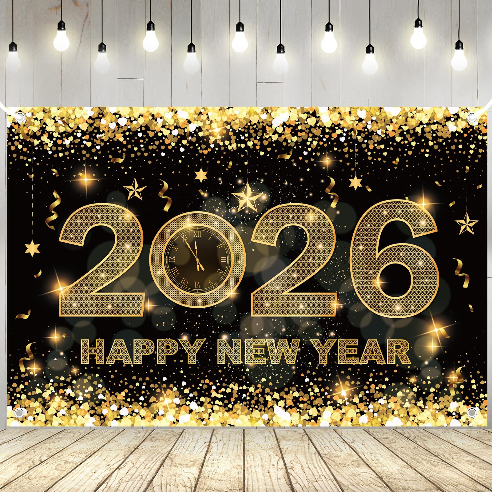 Feliz Ano Nuevo 2026 Banner, Spanish Happy New Years 2026 Decor, New Years Eve Party Supplies 2026, 2026 New Year Decorations, Glitter New Years Eve Party Decorations, Pre-strung - View #5