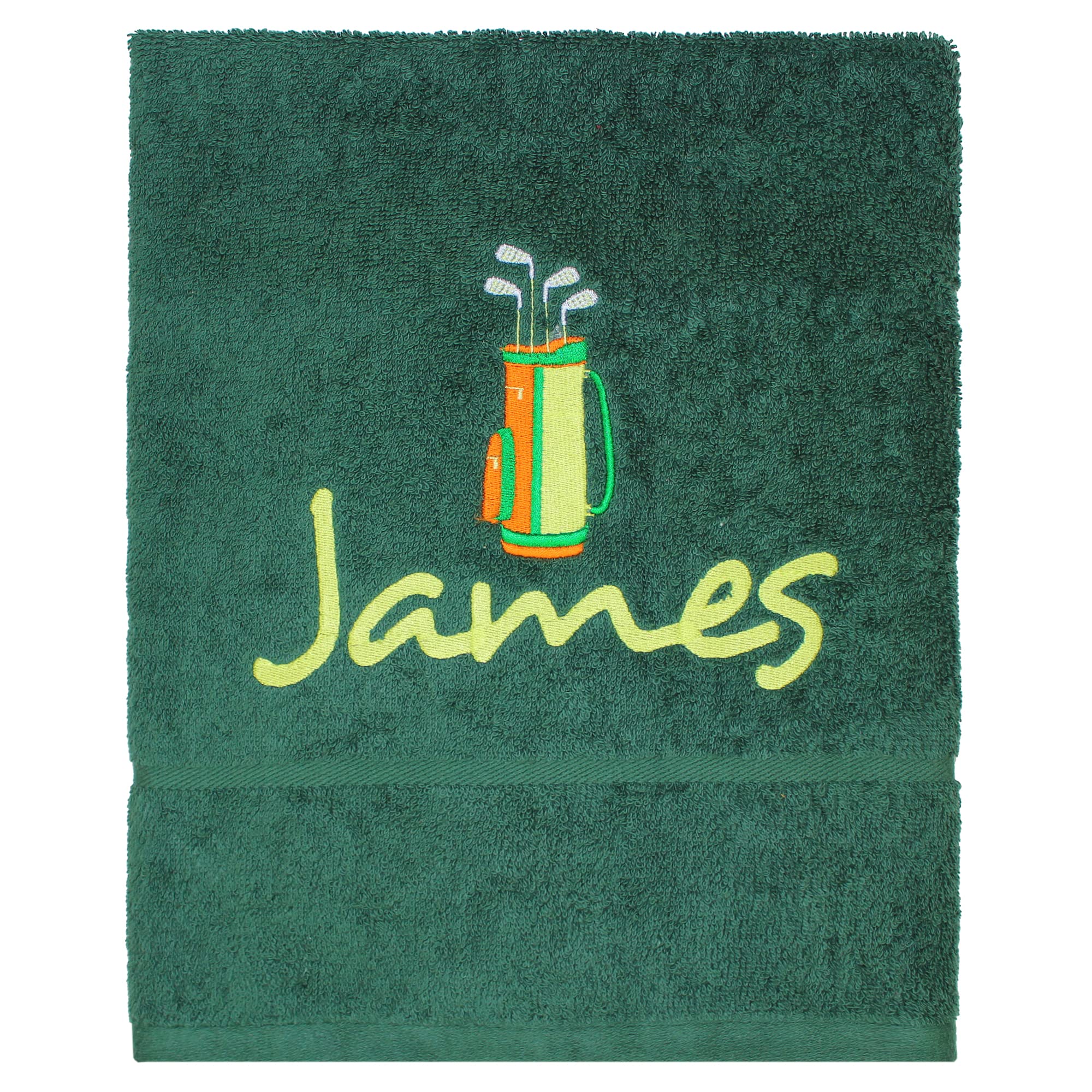 Teddyts Forest Green Personalised Cotton Embroidered Golf Bag Accessory Towel Gift (Forest Green), 80X50cm