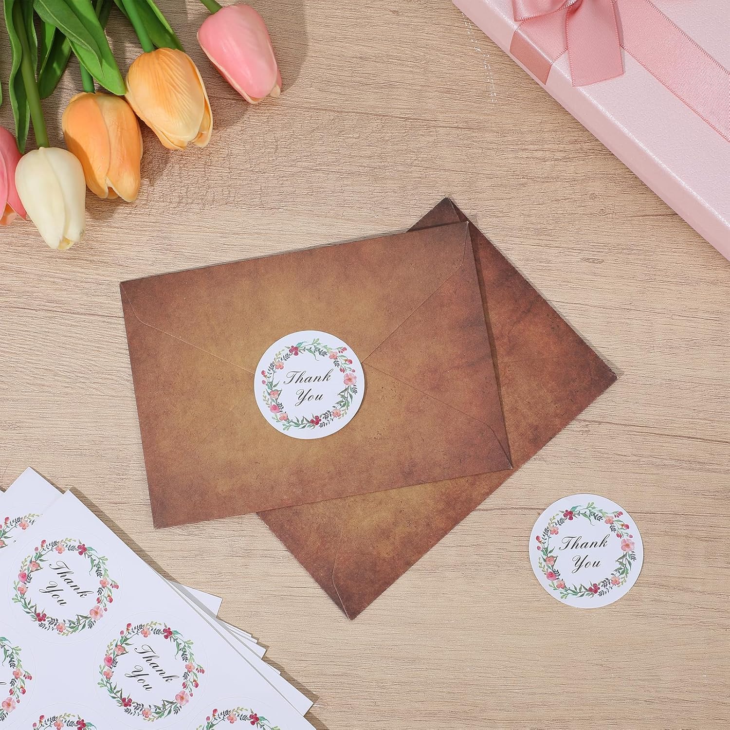 120PCS Thank You Stickers 2 Inch Round Adhesive Thank You Labels, Classic Wildflower Small Business Stickers for Birthdays Weddings Baby Shower Party Favors Packaging - Image 6