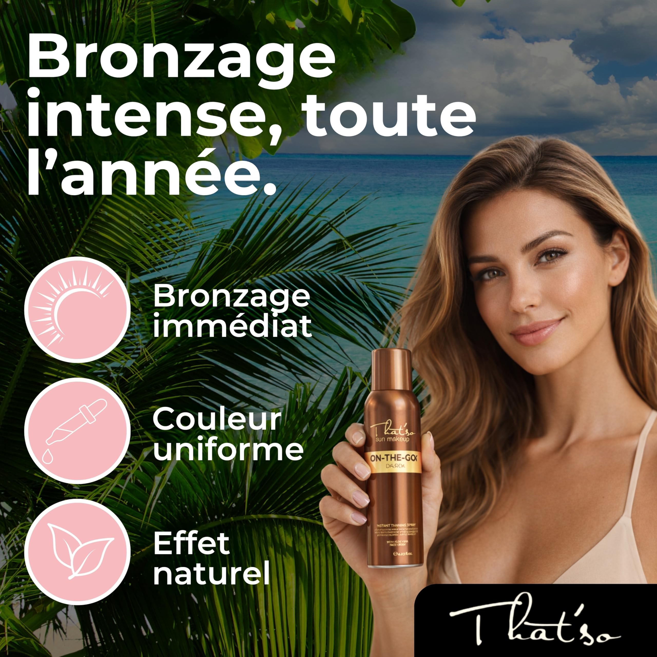 Spray Autobronzant Visage et Corps Dark 125ml Bronzage Instantané Naturel Effet Soleil Bronze DHA Longue Durée avec DHA Aloe Vera et Peptide Anti-Âge Teint Hâlé Uniforme Auto Bronzant Femme