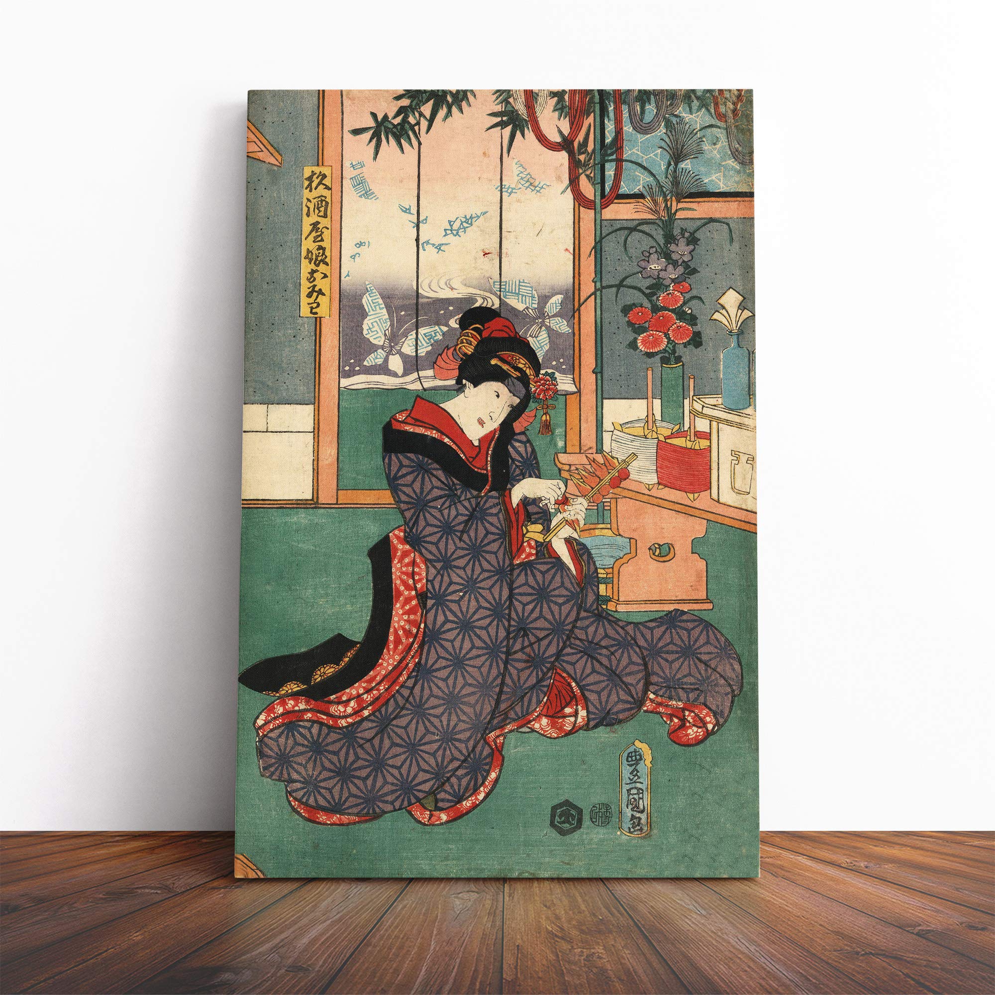 Wall Utagawa Toyokuni Vintage Japanese Oriental Art (2) Canvas Print | Gallery Wrapped 30mm Frame Wall Art | 30x20 inches | Ready to Hang | Asian Picture | Living Room Bedroom Lounge Office
