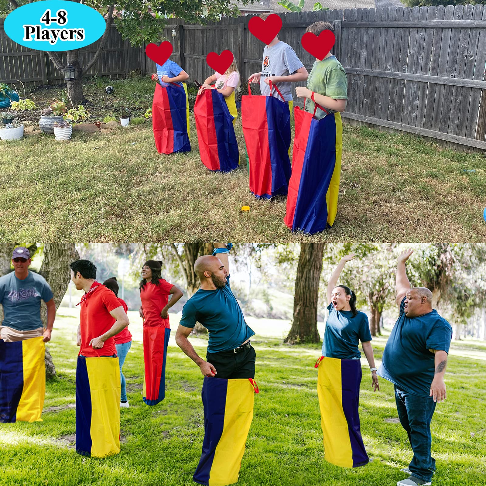48 Player Potato Sack Race Bags Backyard Games for Kids and Adult