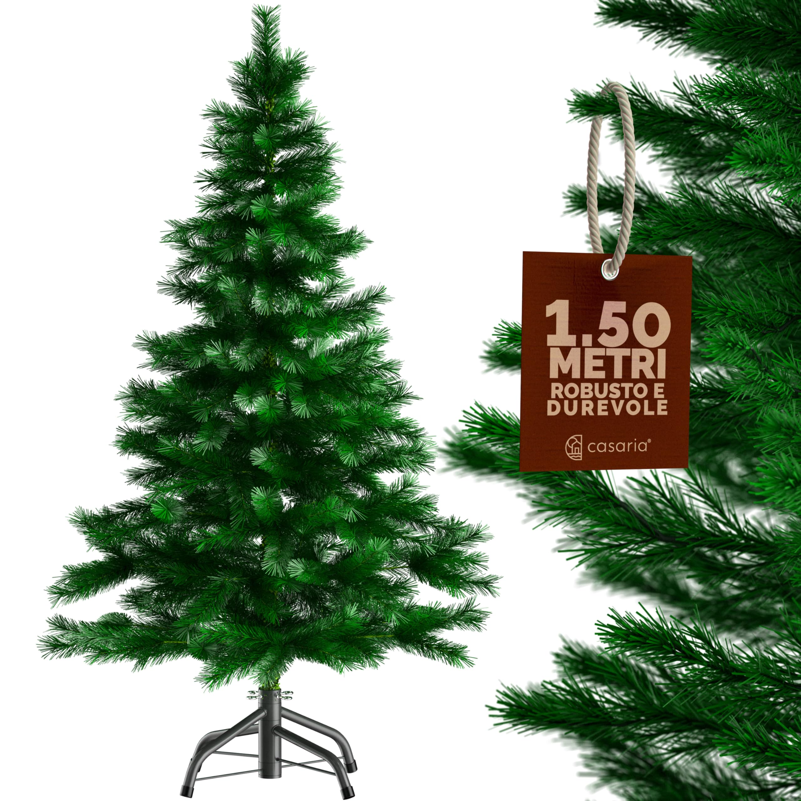 Casaria® Albero Di Natale Finto Verde 150 Cm 360 Punte Incl. Base In Metallo Abete Artificiale Pvc Montaggio Rapido-image
