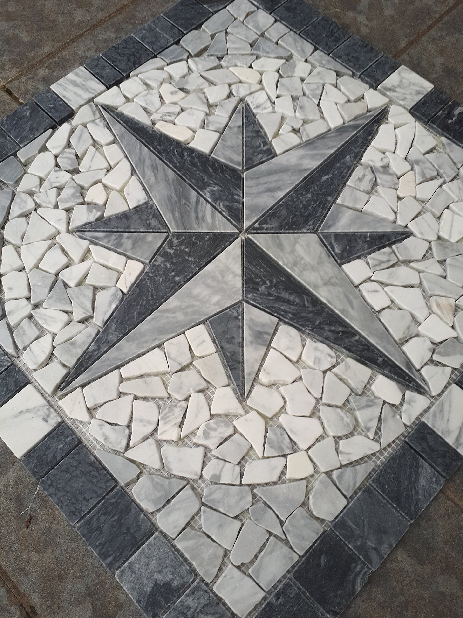 Mármol Rosone 60 x 60 cm, brújula, piedra natural, rosa de los vientos, mosaico, incrustaciones 071