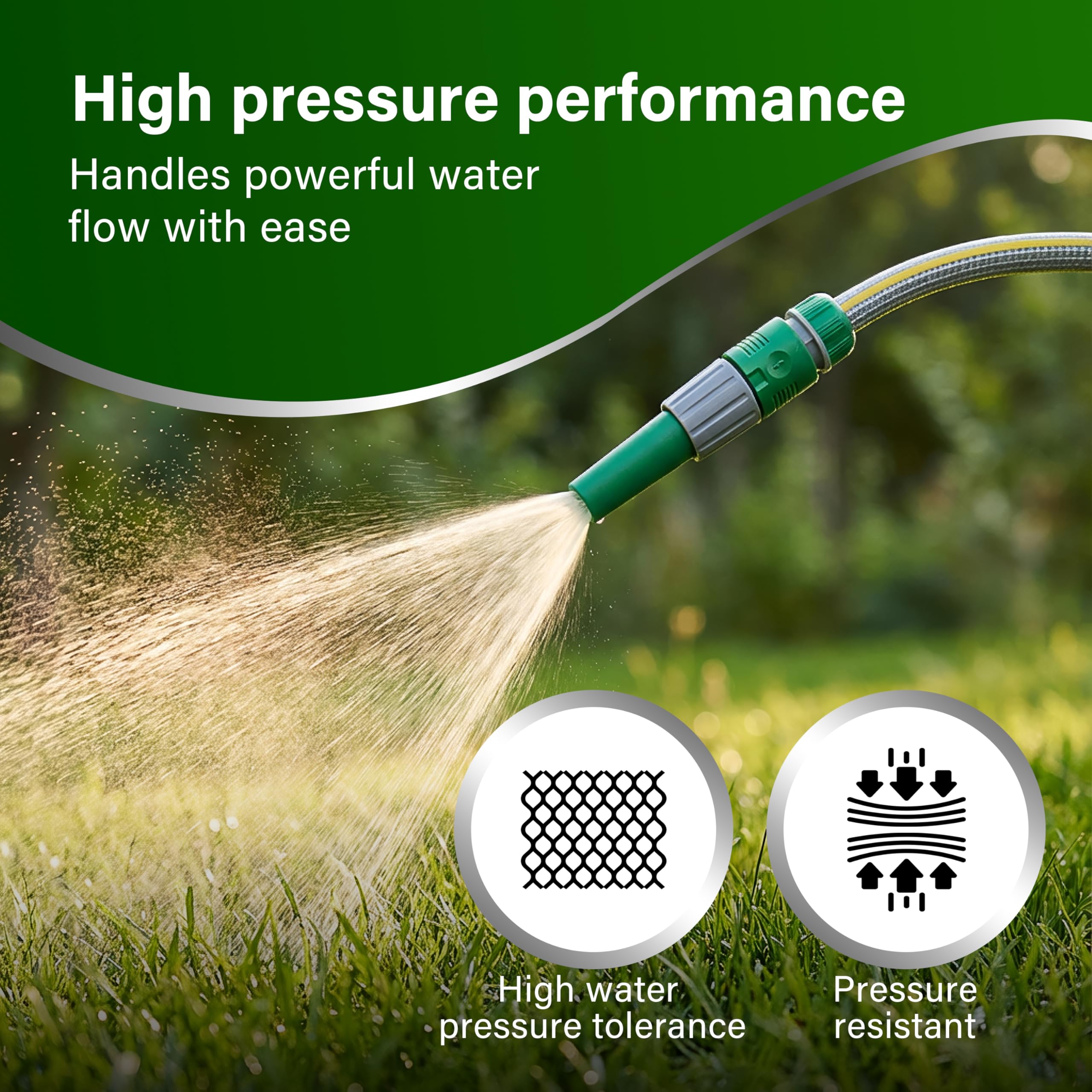 Garden Hose Pipe, 12.5mm x 15m Starter Set, Including 2 in 1 Faucet Tap Adapter, Hose End Quick Connector and Sprayer, Re-Enforced PVC Layering, Hard-Wearing Hosepipe for Outdoor Garden Car Washing - 3