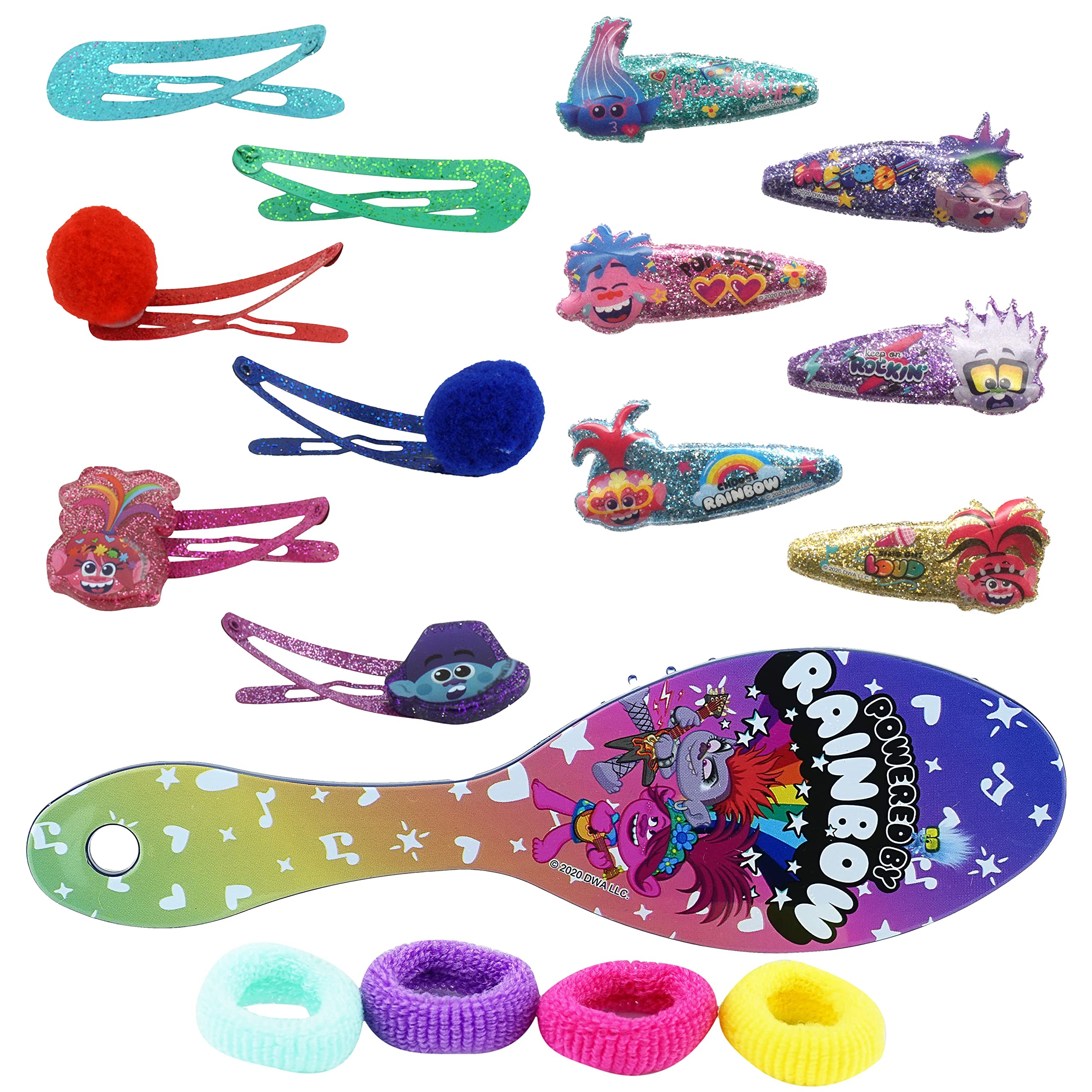 20-teiliges Trolls Haar-Accessoire Set – Mit Bürste, Haargummis, Spangen & Schleife Für Mädchen