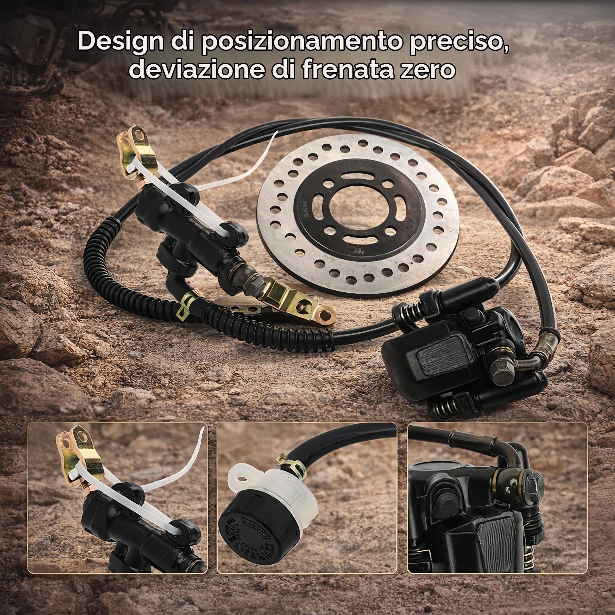 Sistema Pinza Freno a Disco Posteriore Idraulico Go Kart,Freni Go Kart, Sistema Pinza Freno a Disco Posteriore Pastiglie Disco Rotore Pompa Freno Posteriore Gruppo Pinza Disco Freno Rotore Pastiglia