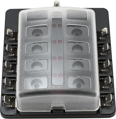 Miniatura 3 de STV Motorsports - Bloque de caja de fusibles de hoja automotriz con cubierta de protección e indicador LED (10 vías)