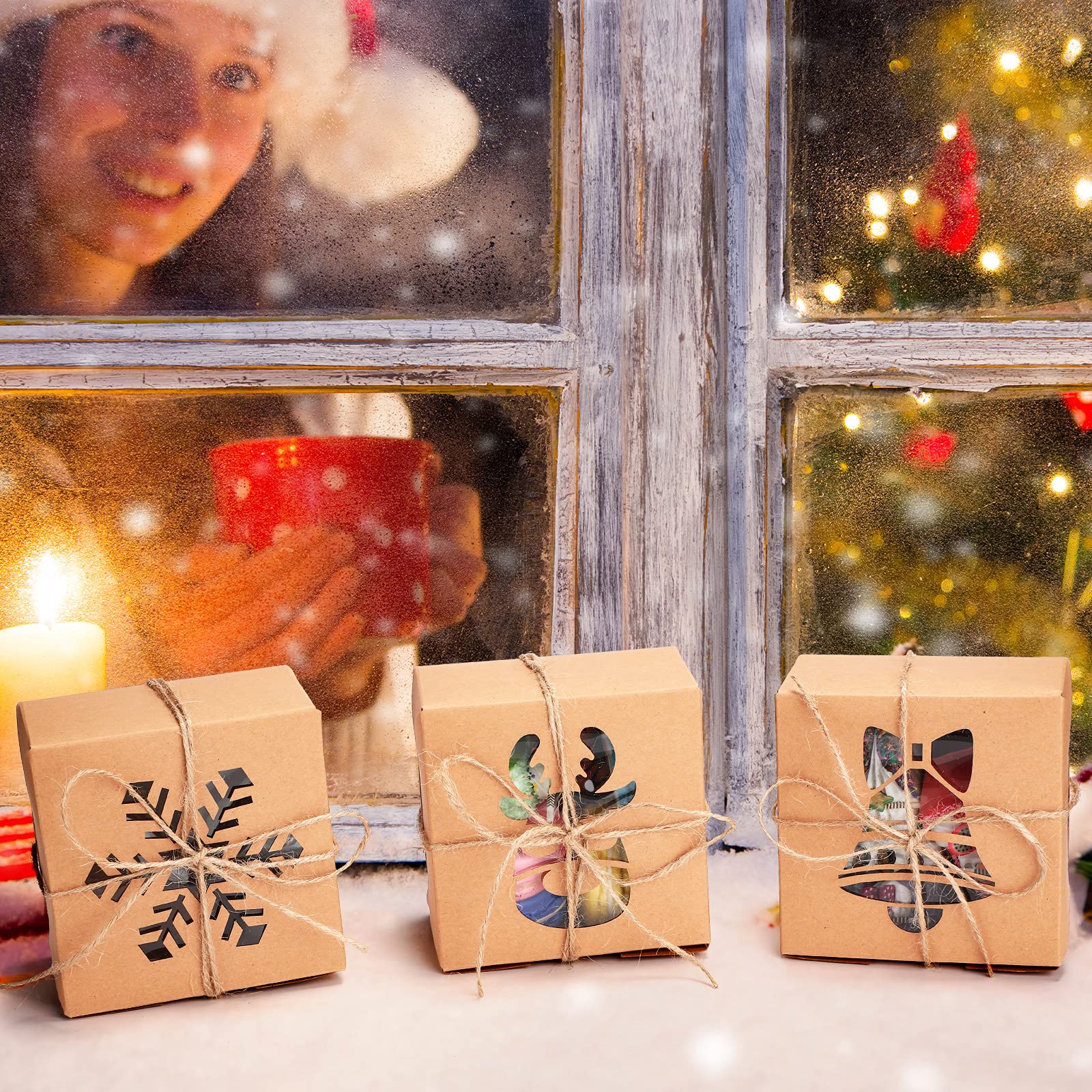 Christmas Cookie Boxes - 30 Pack Kraft Gift Boxes -6 Christmas Cookie Boxes - 30 Pack Kraft Gift Boxes -6