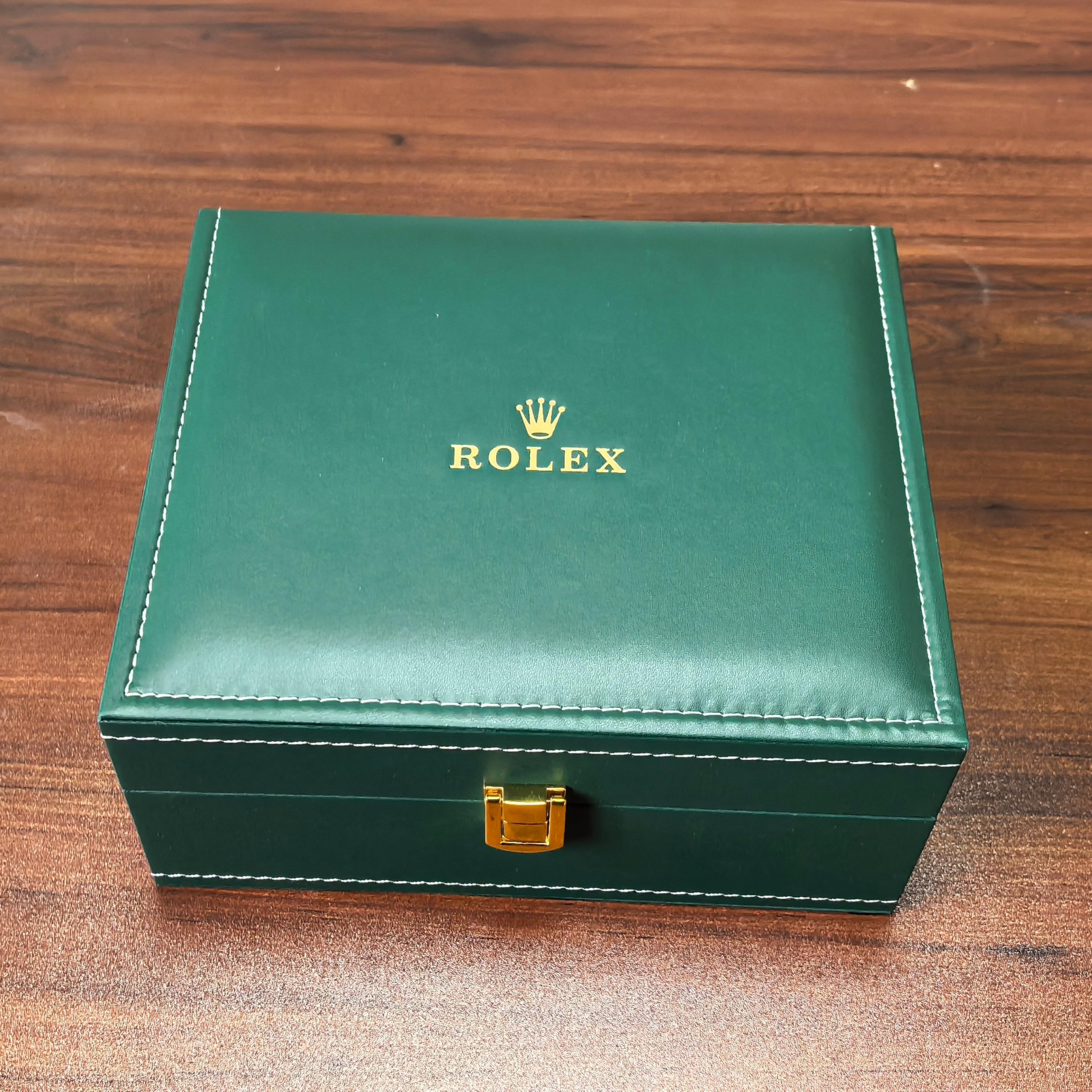 Caja de Reloj Ranura Individual Estuche de Madera de Cuero PU Verde con Caja Exterior Y Bolsa para Rolex Oyster Perpetual