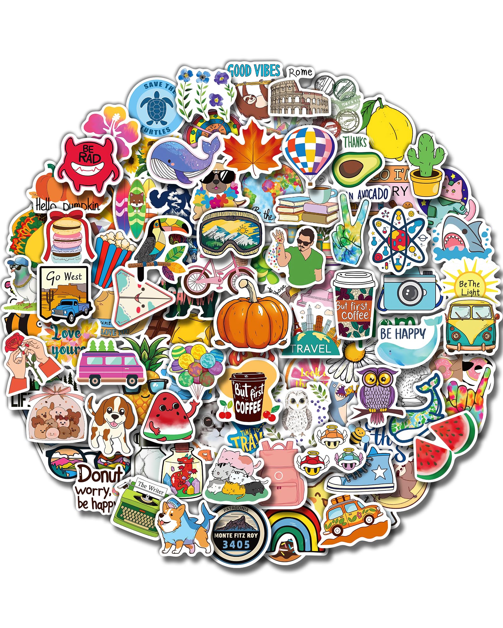 Greingways 100 Pcs Water Bottle Stickers for Kids Classroom, Waterproof Stickers for Laptop Scrapbook Skateboard, Vinyl Cute Sticker Packs for Teens Boys Girls Adults