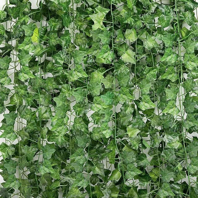 Ulovei Artificial Ivy  36 Strands 246 Feet Ivy Leaves Garland Fake Plant Leaves Green Ivy Vines for Wedding,Party, Garden,Outdoor Fence, Home Decoration