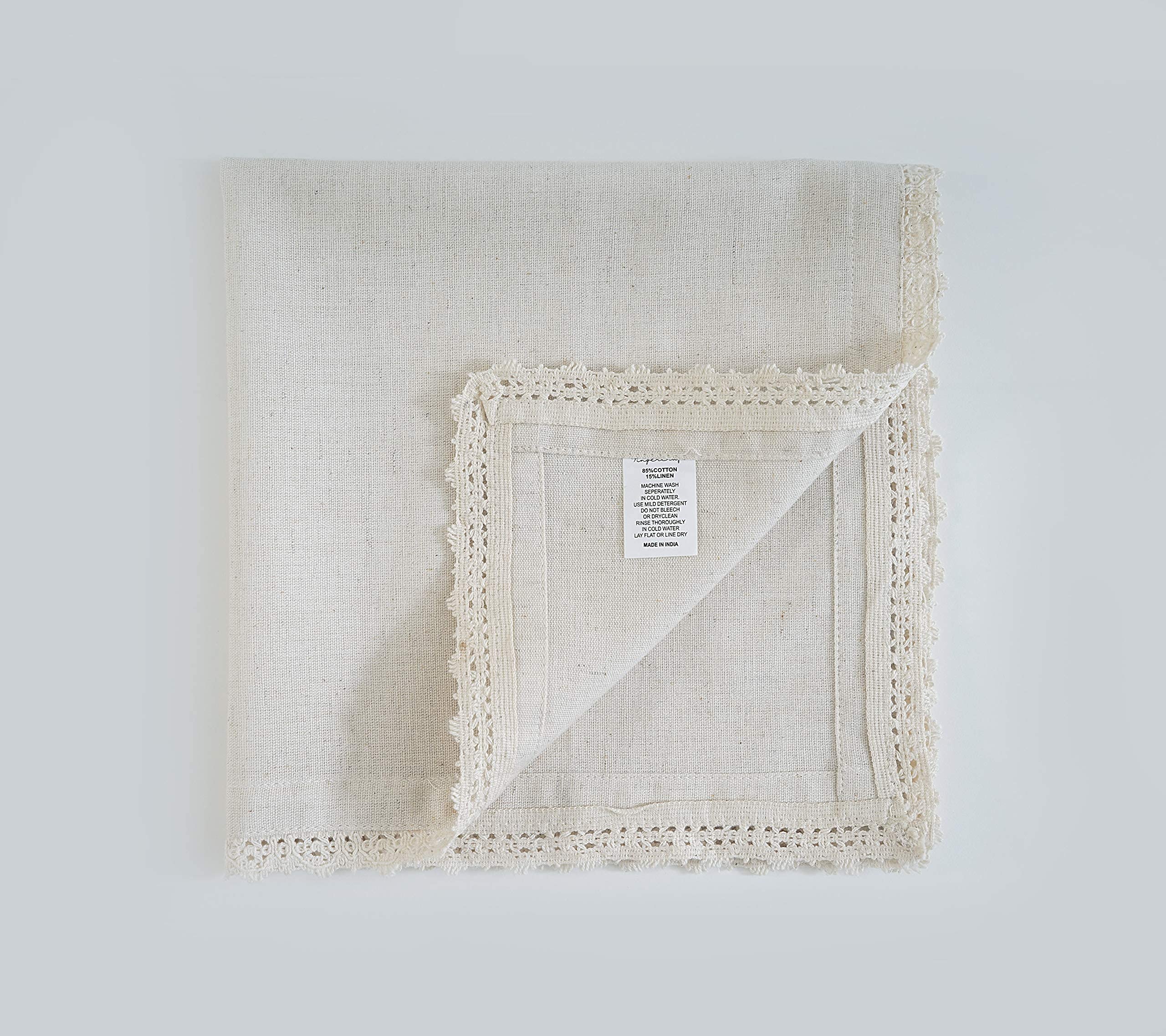 Fingercraft Dinner Napkins Cloth Cotton Blend 12 Pack Premium Quality Mitered Corners Small Table Napkins with Classic Ivory Lace 12 inch Size for Every Day Use in Home and Restaurant Ivory - Image 3