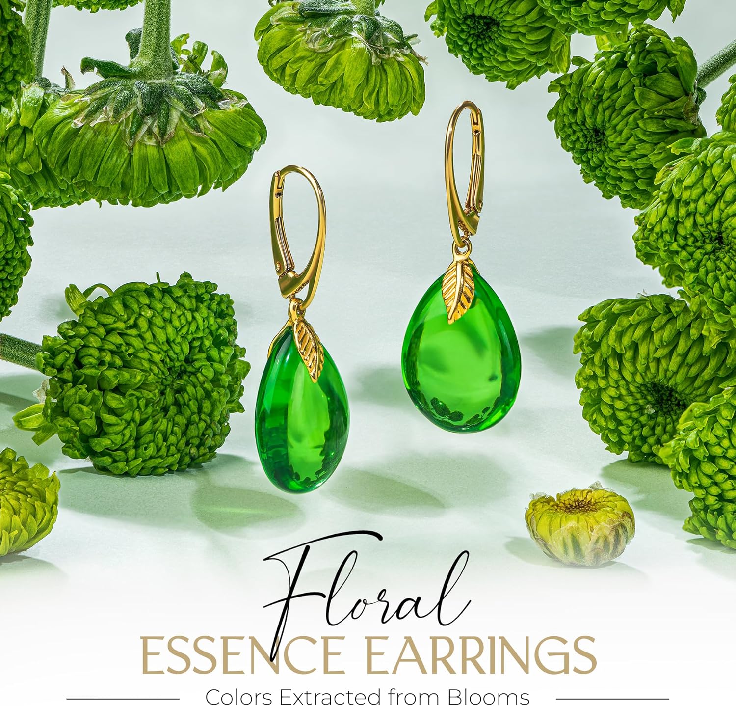 Leverback Earrings for Women – Gold-Plated 925 Silver Drop Earrings with Natural Green Baltic Amber Piece, Lightweight Jewelry with Secure Closure for Everyday Elegance - Image 3