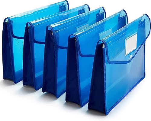 Miniatura 9 de FANWU - Carpeta de plástico para archivos, con cierre de botón a presión, tamaño legal, 5 unidades, grande, impermeable, color transparente y negro