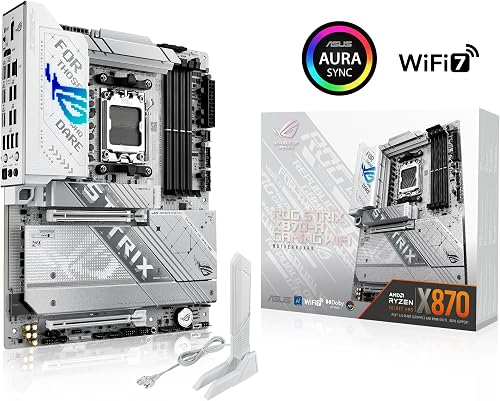 ASUS ROG Strix X870-A Gaming WiFi, AMD ATX motherboard, 16+2+2 power stages, DDR5 slots, four M.2 slots, PCIe 5.0 with full support for next-gen GPUs, WiFi 7, USB 20Gbps w/ PD 3.0 up to 30W - 7