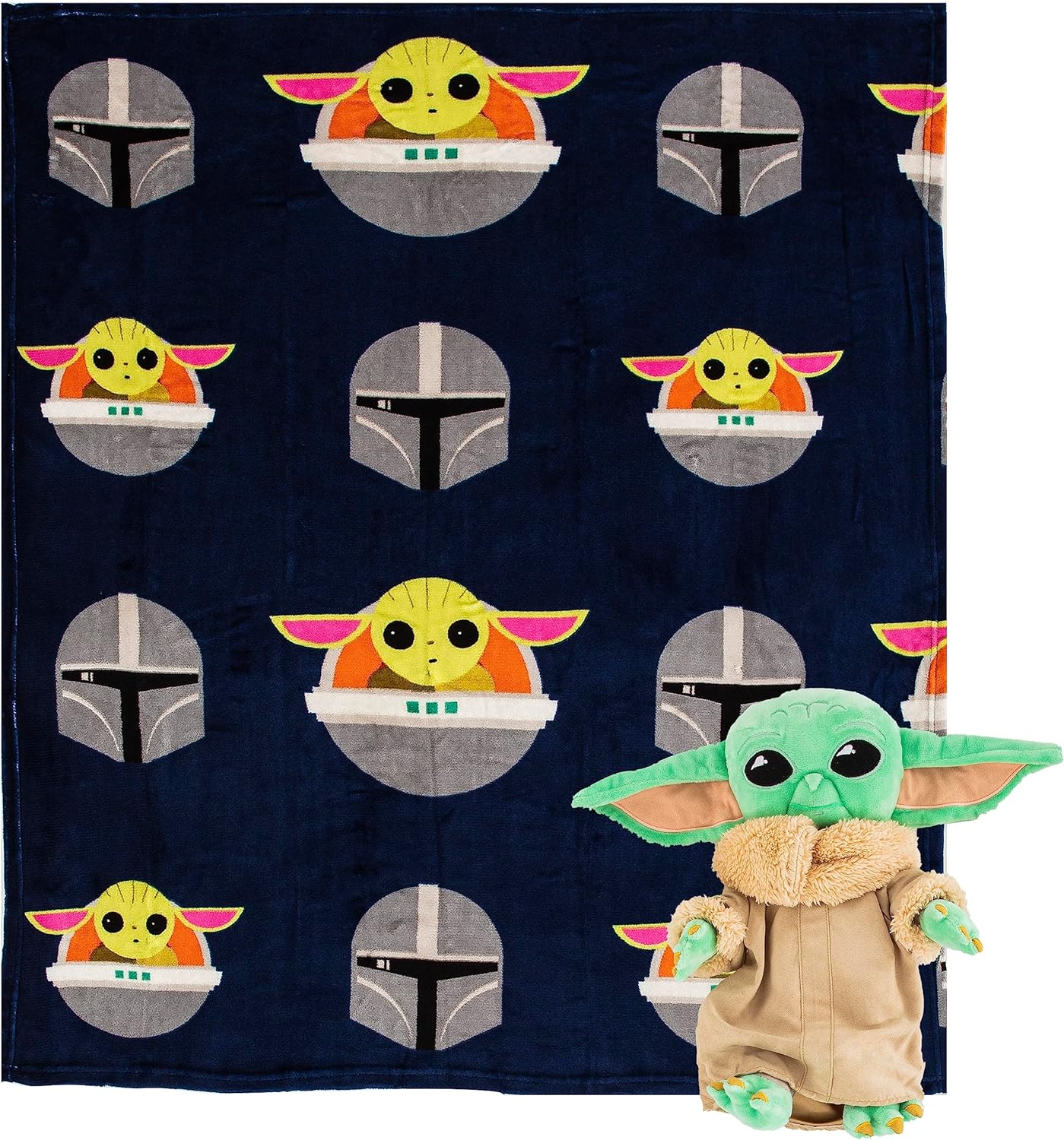 Northwest Star Wars: The Mandalorian Dark Hover Character Hugger Pillow & Silk Touch Throw Blanket Set, 40″ x 50″