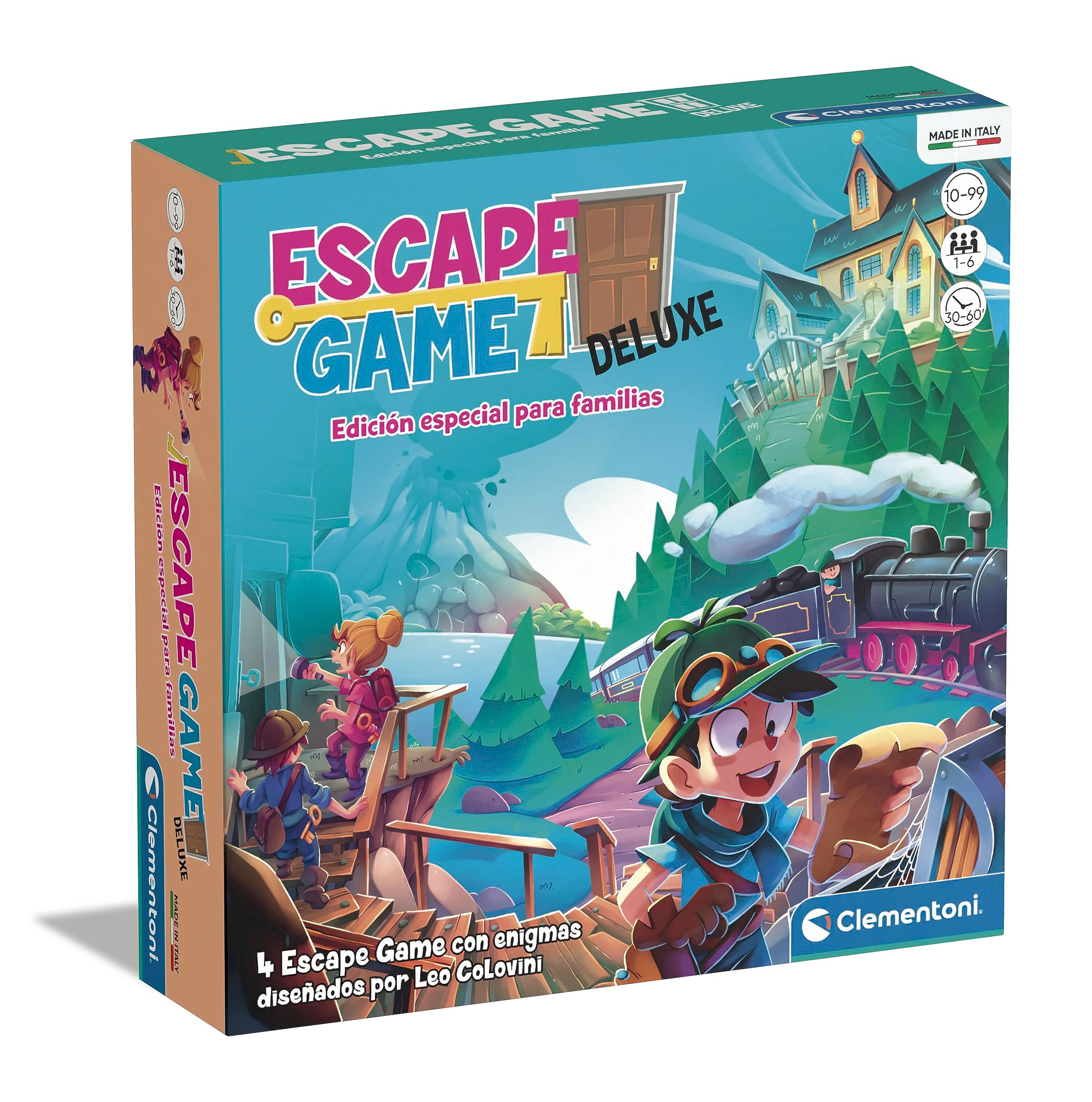 Clementoni 55515 Escape Room Deluxe Juego de Mesa de Estrategia, para Familias a Partir de 10 Años, con 4 Escenarios Diferentes para Estrategias y Diversión Extendida, Juguete en Español