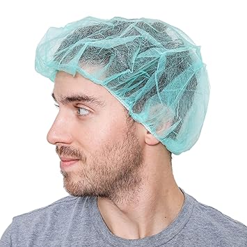 Unisex Polypropylene Bouffant Caps [100 | 1000 | WHITE | BLUE | 21" | 24" | 28"] Green, 24 inches 100 Count
