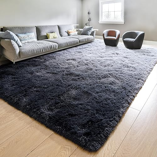 junovo Alfombras de área esponjosas para dormitorio, alfombra suave de teñido anudado de 4 x 6 pies para sala de estar, alfombra peluda de felpa