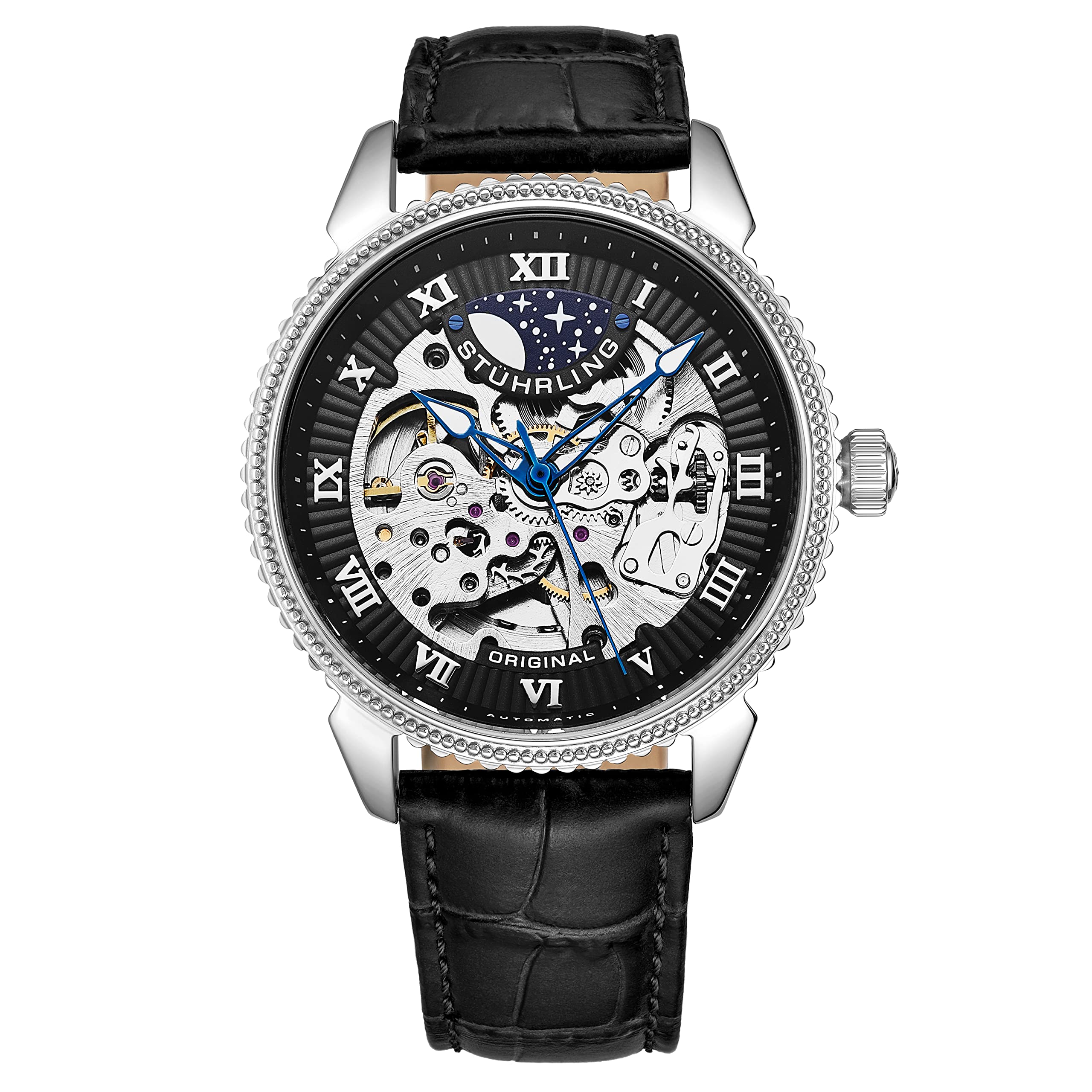 Stuhrling Original Mens Watch - Skeleton Watches for Men Automatic Self Winding Movement Dress Watch with Premium Black Leather Band Mechanical Watch for Men (Black), Black, Mechanical (B09Q6JVS82) Amazon Price History, Amazon Price Tracker