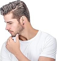 Vista 6 de Jstyle 3 pares de aretes de aro de acero inoxidable para hombre y mujer con circonita cúbica sin perforación