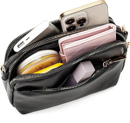 Miniatura 8 de Bolsos cruzados pequeños para mujer, de cuero vegano, cangureras cruzadas, bolso cruzado pequeño de hombro