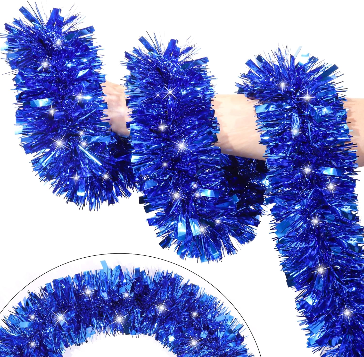 33FT Bule Tinsel Christmas Garland Metallic Twist Shiny Garland for Christmas Tree Decorations, Xmas Holiday Hanging Garland for Home Table Indoor Outdoor Party Supplies Holiday Decor 33FT Bule Tinsel Christmas Garland Metallic Twist Shiny Garland for Christmas Tree Decorations, Xmas Holiday Hanging Garland for Home Table Indoor Outdoor Party Supplies Holiday Decor