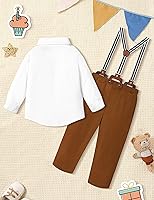 Vista 6 de AGAPENG Traje de primer cumpleaños para niño Mr Onederful First Gentleman Bowtie Mameluco con tirantes y sombrero de corona