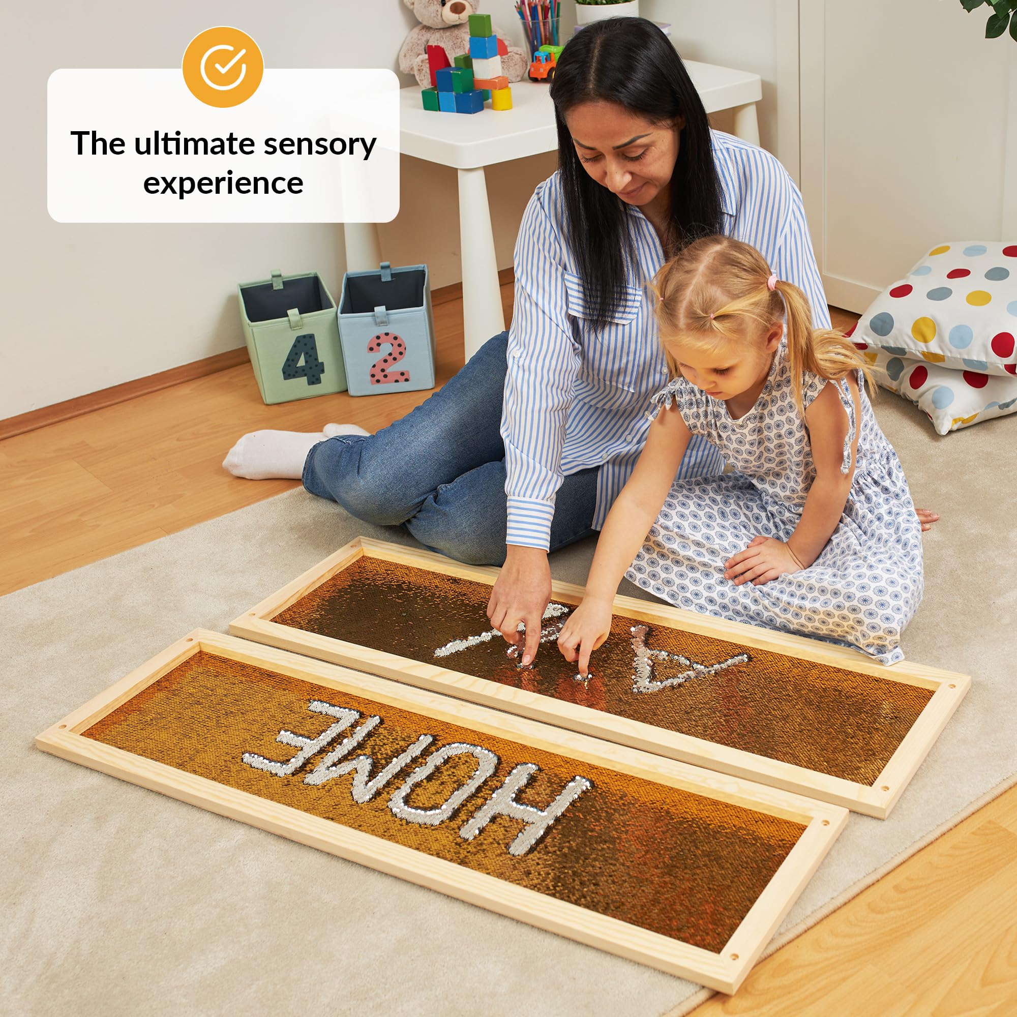 Paillettenwand 2er-Pack | Wendbare Pailletten-Tafel für Kinder | Sensorische Pailletten-Stoffwand | Flip-Sequin-Board | Wand- und Raum-Sensorik-Board