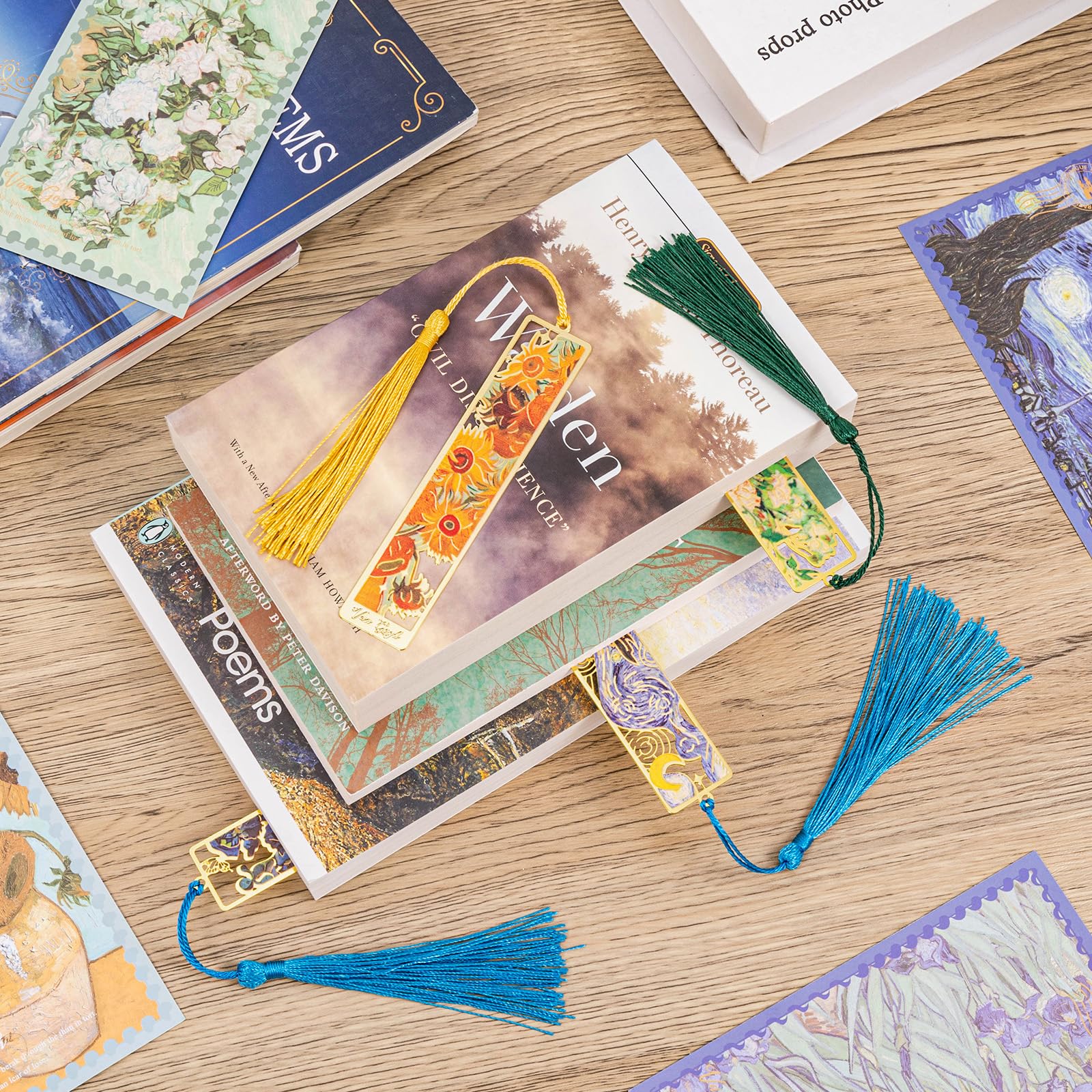 Marcapáginas de Metal con Borla Van Gogh 4 Piezas para Amantes del Libro