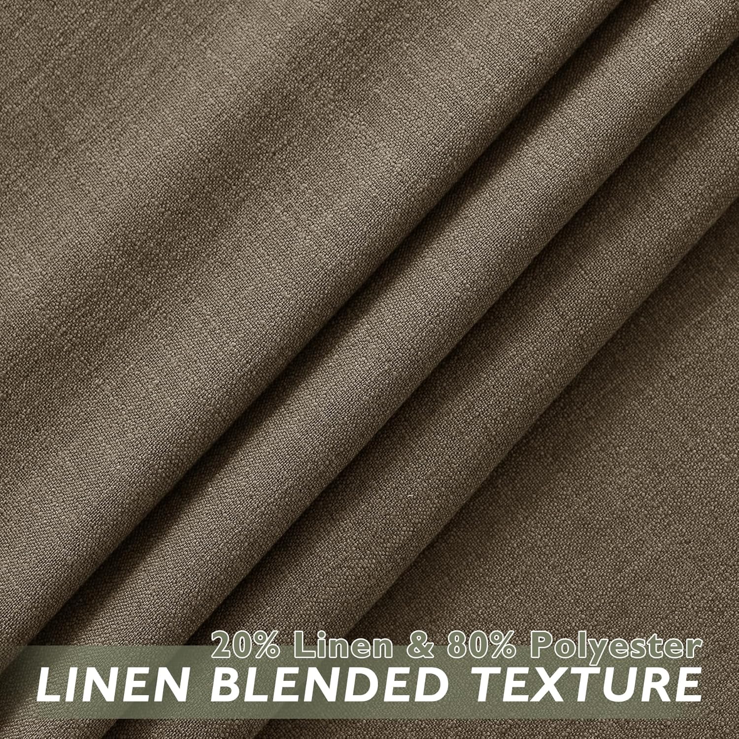 Fcosie Cocoa Creme Natural Linen Extra Long Curtain with Grommets Top, Floor to Ceiling Curtains 132 Inches Long for 2 Story House, Tall Window, High Ceiling, 1 Panel, 100" Width by 132" Length