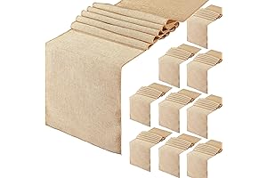 Farmhouse Burlap Runners for Tables: 10 pcs 12x71in No-Fray Jute Placemats with Finished Edge